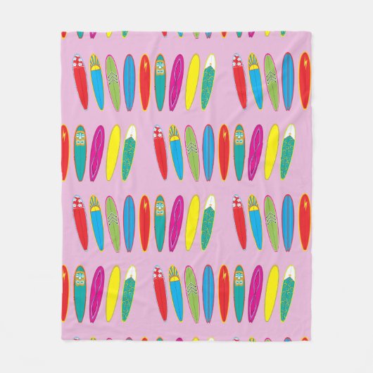 Vintage Surfbretter Fleecedecke (Vorderseite)