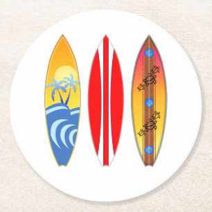 Vintage Surfbretter Runder Pappuntersetzer