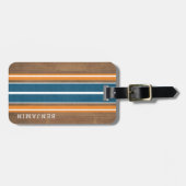 Vintage Surfbretter - subtiler Holzhintergrund Gepäckanhänger (Vorderseite horizontal)
