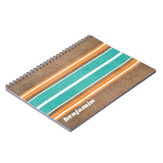 Vintage Surfbretter - subtiler Holzhintergrund Notizblock (Linke Seite)