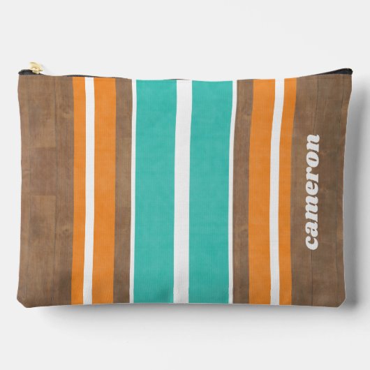 Vintage Surfbretter - subtiler Holzhintergrund Zubehörtasche (Vorderseite)