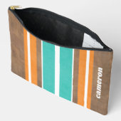 Vintage Surfbretter - subtiler Holzhintergrund Zubehörtasche (Offen)