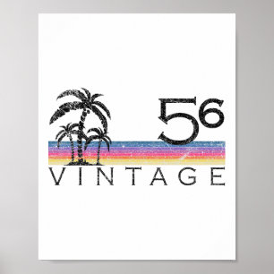 Vintage-Surfen 1956 Pazifischer Ozean Sonnenunterg Poster
