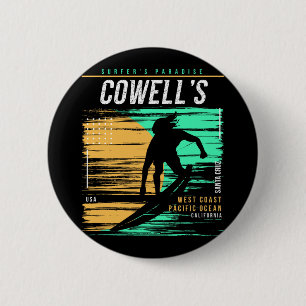 Vintage-Surfen Cowell's California Surfers Paradie Button