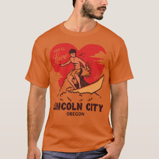 Vintage-Surfen, das Sie lieben werden Lincoln City T-Shirt