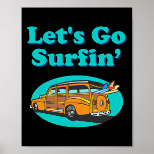 Vintage-Surfen Pazifischer Ozean Surfboard Station Poster