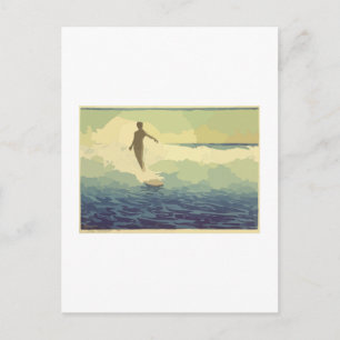 Vintage Surfen Postkarte