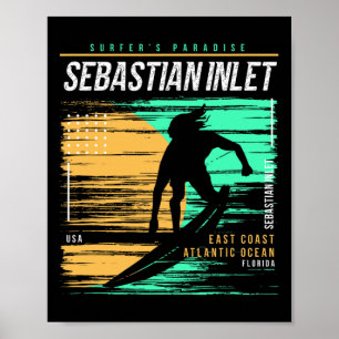 Vintage-Surfen Sestian Inlet Florida Surfer Paradi Poster