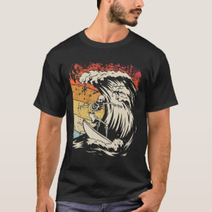 Vintage-Surfen-Skelett-Shirt Halloween-Surfbrett T-Shirt