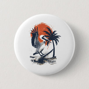 Vintage Surfer-Geschenk Surfen Strand Pelikan Sonn Button