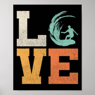 Vintage Surfer Retro Liebe Surfen Männer Jungen Ki Poster