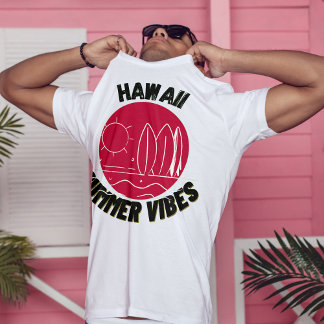 Vintage-Surfer roter Sonnenuntergang Hawaii Sommer T-Shirt