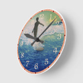Vintage Surfer Runde Wanduhr (Winkel)