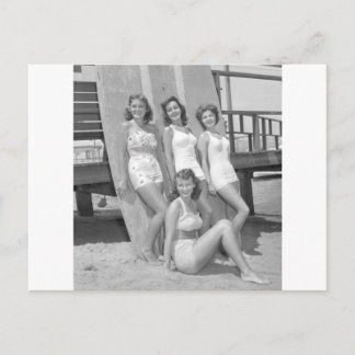 vintage Surferinnen Postkarte