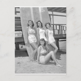 vintage Surferinnen Postkarte