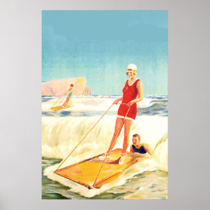 Vintage-Surfing-Art Deco Poster