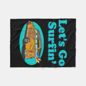 Vintage Surfing Pacific Ocean Surfboard Station Wa Fleecedecke (Vorderseite (Horizontal))