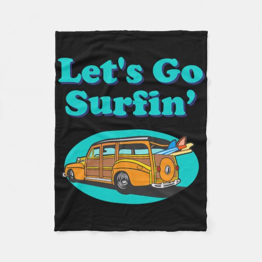 Vintage Surfing Pacific Ocean Surfboard Station Wa Fleecedecke (Vorderseite)