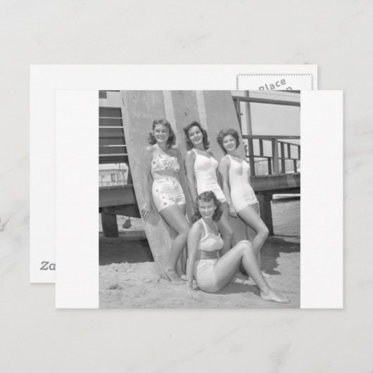 Vintage Surfmädchen Postkarte (Vorne/Hinten)