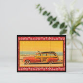 Vintage Surfwoodie-Postkarte Postkarte (Stehend Vorderseite)