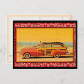 Vintage Surfwoodie-Postkarte Postkarte (Vorne/Hinten)