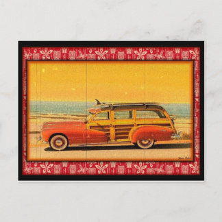 Vintage Surfwoodie-Postkarte Postkarte