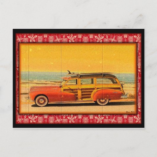 Vintage Surfwoodie-Postkarte Postkarte (Vorderseite)