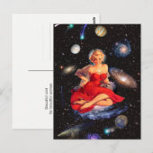 Vintage surreale Galaxie schöne Frau Collage Art Postkarte (Vorne/Hinten)