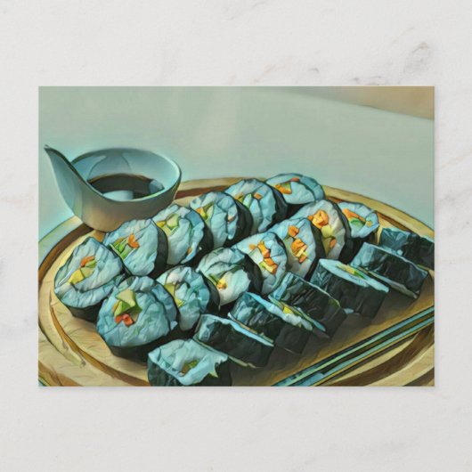 Vintage-Sushi-Kunstwerk Postkarte (Vorderseite)