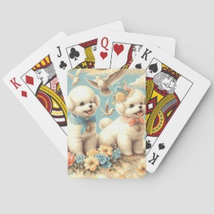 Vintage süße Bichon Frisé Illustration Spielkarten