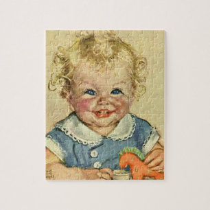 Vintage süße blonde skandinavische Kinder mit Lock Puzzle