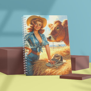 Vintage süße Cowgirl Pin-up Notizblock