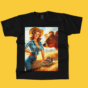 Vintage süße Cowgirl Pin-up T-Shirt