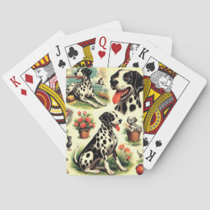 Vintage Süße Dalmatiner Nahtlos Spielkarten