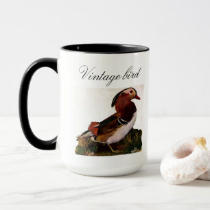 Vintage Süße Ente Farbige Vogel und Laub Tasse