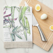 Vintage süße Erbsen-Wicke-Blumen-Küchen-Tücher Handtuch (Viertel Falte)