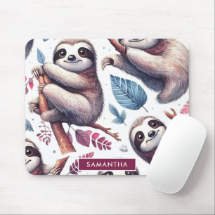 Vintage süße Faultier nahtlose Wasserfarbe Mousepad