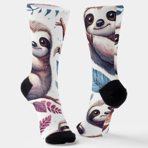 Vintage süße Faultier nahtlose Wasserfarbe Socken