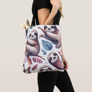 Vintage süße Faultier nahtlose Wasserfarbe Tasche