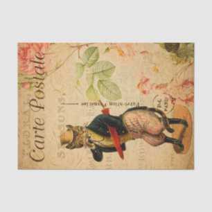 Vintage süße gekleidete Katze mit Hut und Regensch Seidenpapier