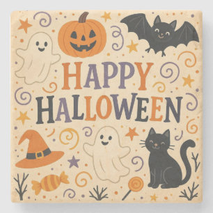 Vintage, süße glückliche Halloween-Fledermaus, Gei Steinuntersetzer