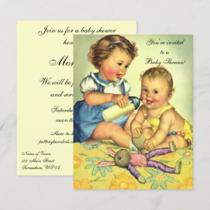 Vintage süße glückliche Kinder Baby-Party-Einladun Einladung