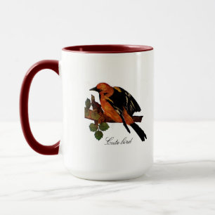 Vintage Süße Helle Farbige Vögel und Blätter Tasse
