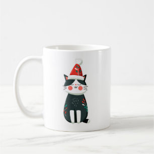 Vintage Süße Katze in Santa-Mütze – Gemütliches We Kaffeetasse