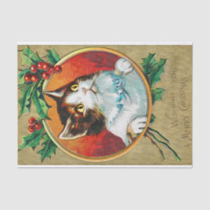 Vintage Süße Katze wünscht Ihnen ein frohes Weihna Seidenpapier