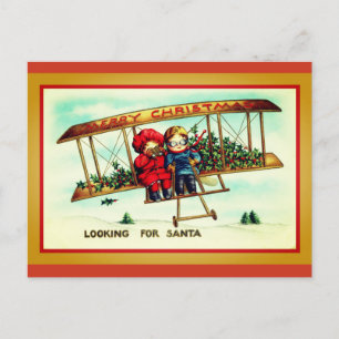 Vintage Süße Kinder auf der Suche nach Weihnachtsm Postkarte