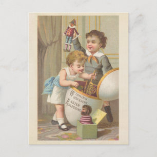 Vintage süße kleine Jungen Spielzeuge Ostereier Os Feiertagspostkarte