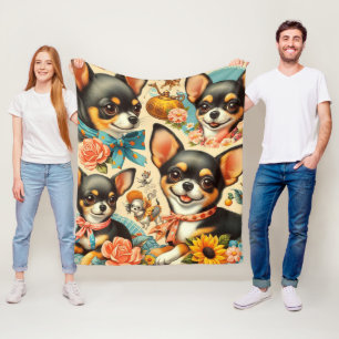Vintage süße nahtlose Chihuahua Fleecedecke
