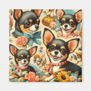 Vintage süße nahtlose Chihuahua Magnet