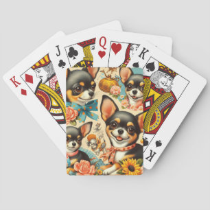 Vintage süße nahtlose Chihuahua Spielkarten